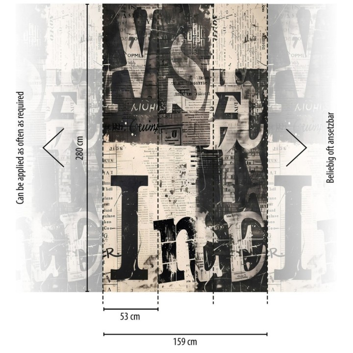 Papel pintado mural estética de prensa clásica con texturas de papel envejecido - Harlem Editorial 684710