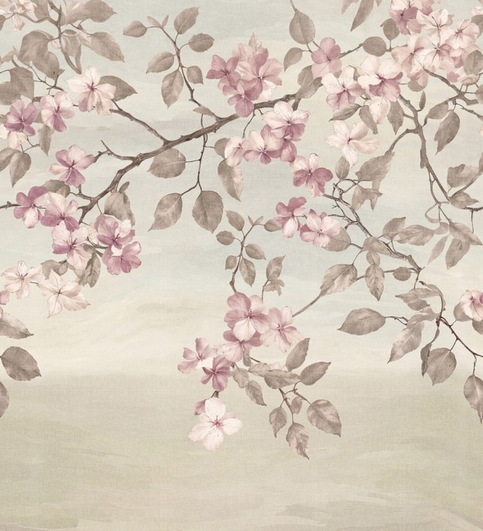 Papel pintado mural diseño botánico romántico con pétalos delicados - Heligan Poise 684713