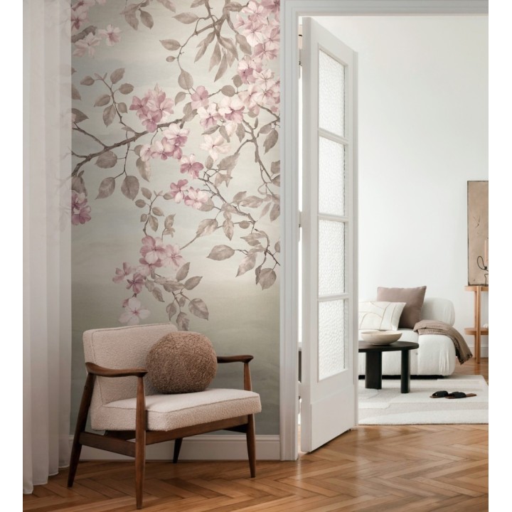 Papel pintado mural diseño botánico romántico con pétalos delicados - Heligan Poise 684713