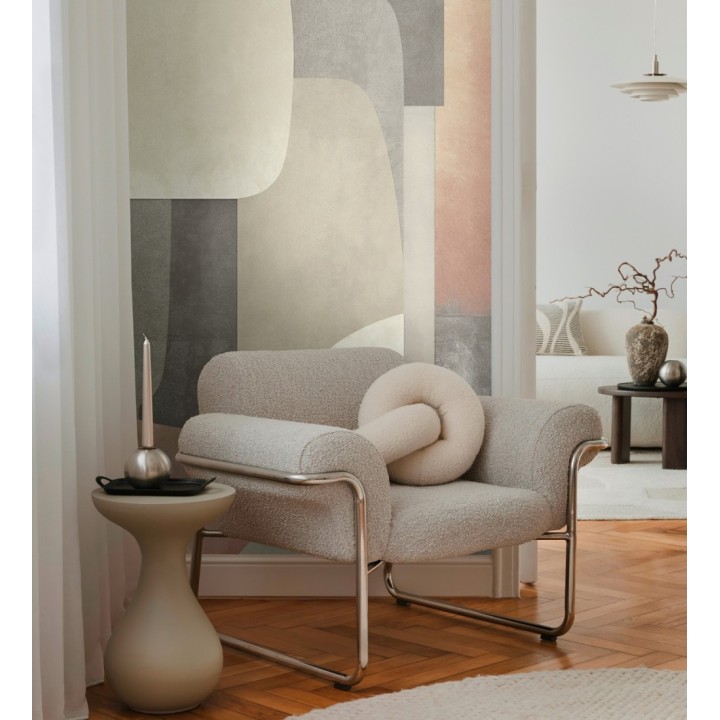 Papel pintado mural relieve visual de figuras abstractas en color ocre y gris - Basilea Layers 684714