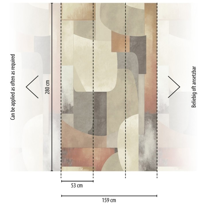 Papel pintado mural relieve visual de figuras abstractas en color ocre y gris - Basilea Layers 684714