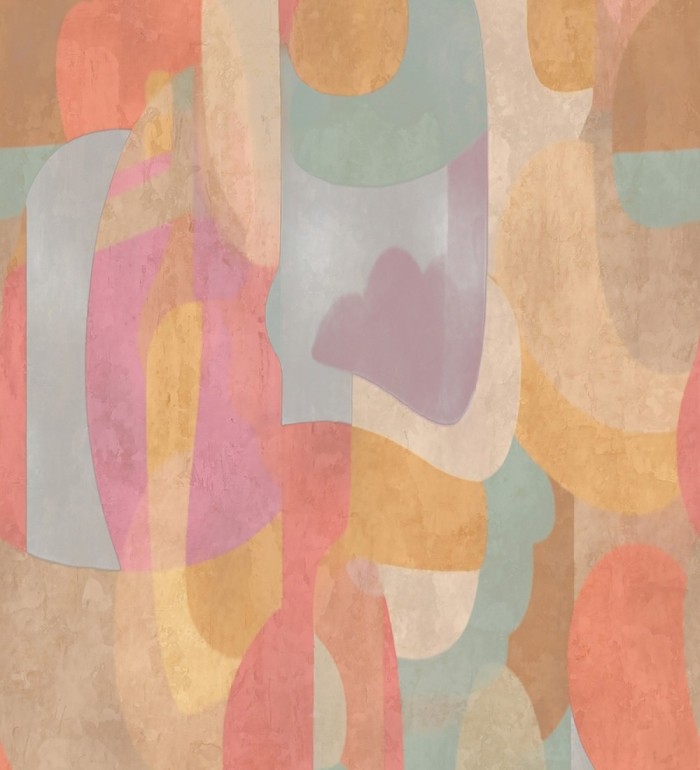 Papel pintado mural relieve visual de figuras abstractas multicolor - Basilea Layers 684715