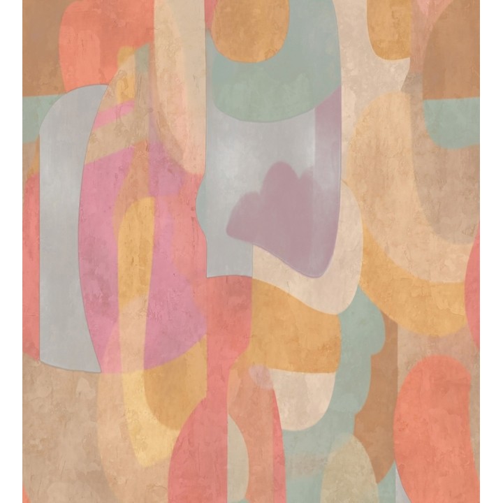Papel pintado mural relieve visual de figuras abstractas multicolor - Basilea Layers 684715