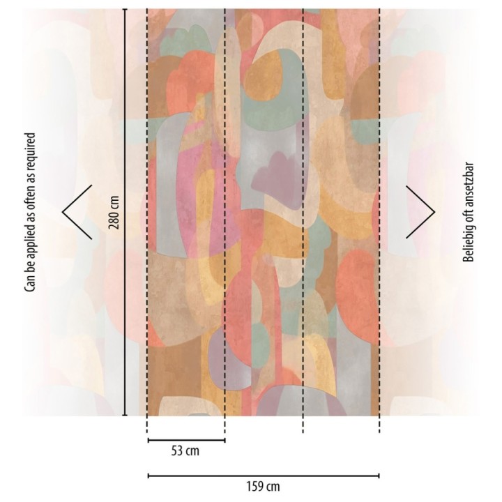 Papel pintado mural relieve visual de figuras abstractas multicolor - Basilea Layers 684715