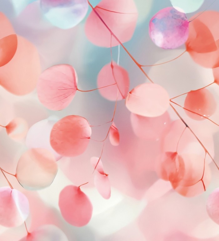 Papel pintado mural estética floral moderna con ramas de eucalipto estilizadas - Osaka Glow 684717