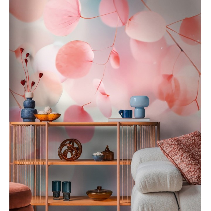 Papel pintado mural estética floral moderna con ramas de eucalipto estilizadas - Osaka Glow 684717