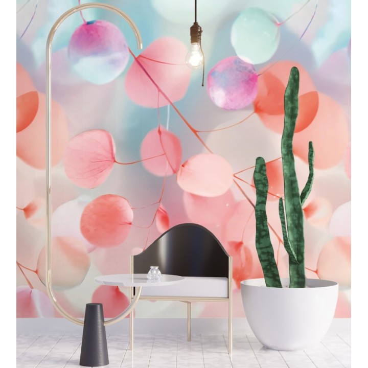 Papel pintado mural estética floral moderna con ramas de eucalipto estilizadas - Osaka Glow 684717