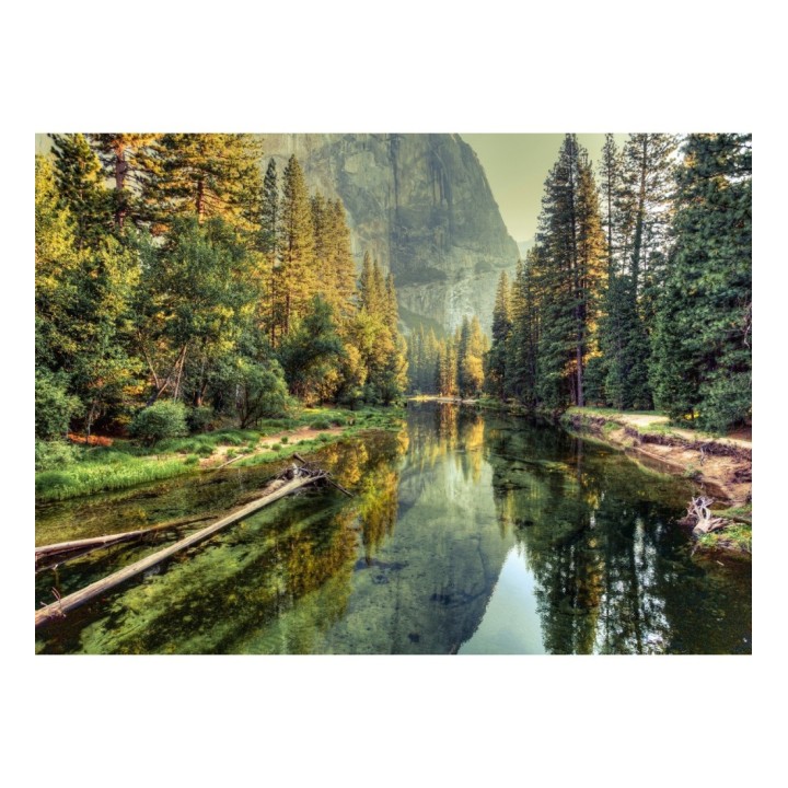 Papel pintado mural reflejos de montaña y bosque con luz de mañana - Everest Valley 684719