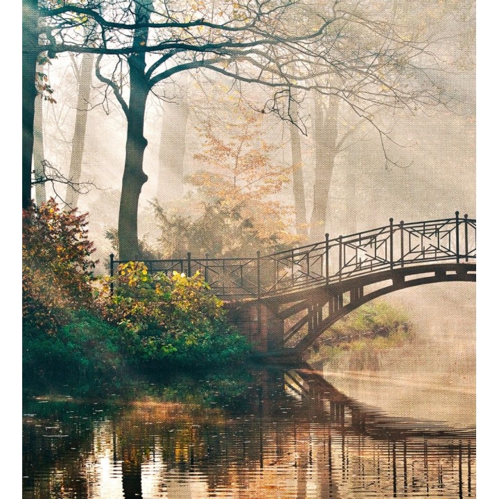 Papel pintado mural naturaleza romántica con puente y niebla - Vareli Canvas 684721
