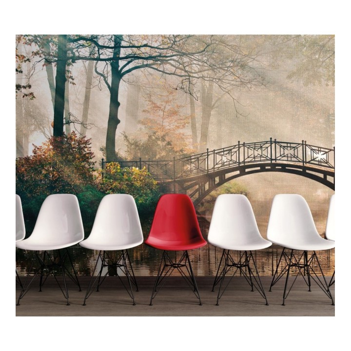 Papel pintado mural estampa clásica de puente bajo árboles de otoño - Vareli Canvas 684722