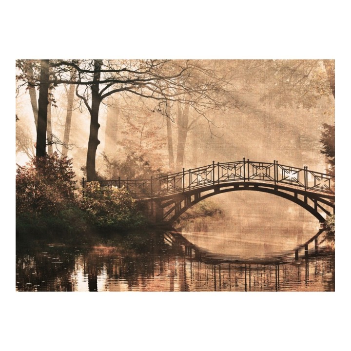 Papel pintado mural estampa clásica de puente bajo árboles de otoño - Vareli Canvas 684722