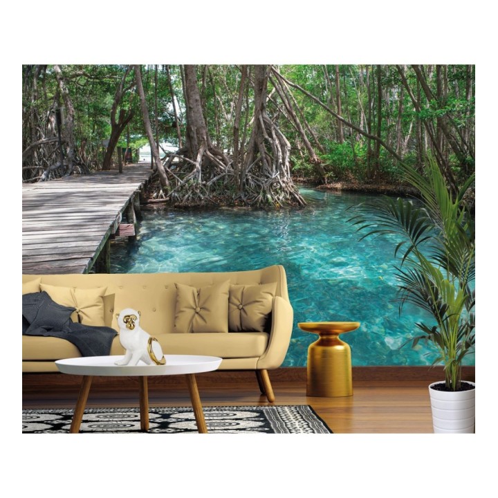 Papel pintado mural manglar exótico y aguas turquesas cristalinas - Olaris Island 684729