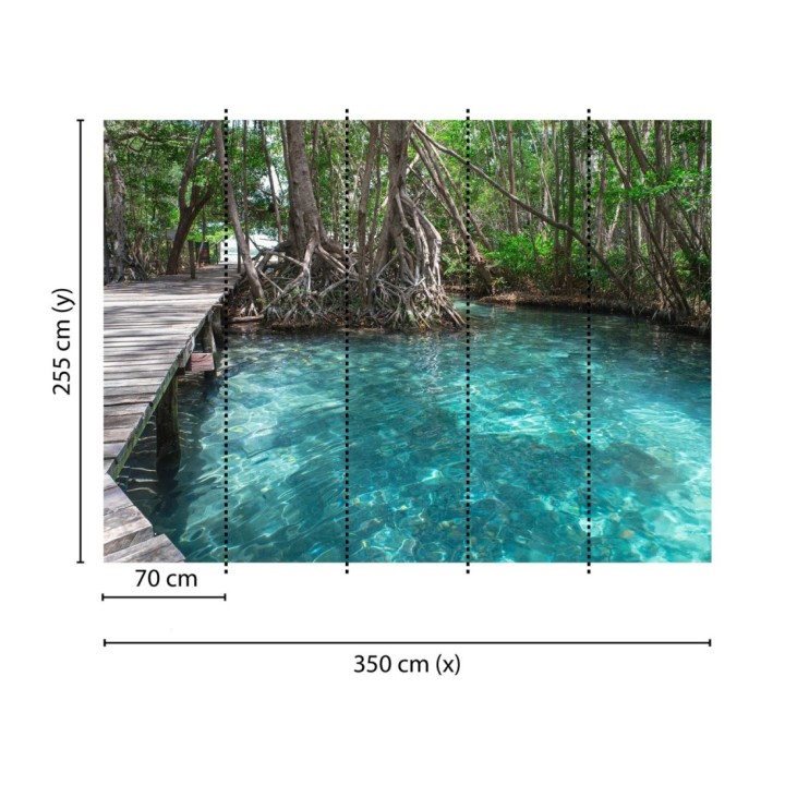 Papel pintado mural manglar exótico y aguas turquesas cristalinas - Olaris Island 684729