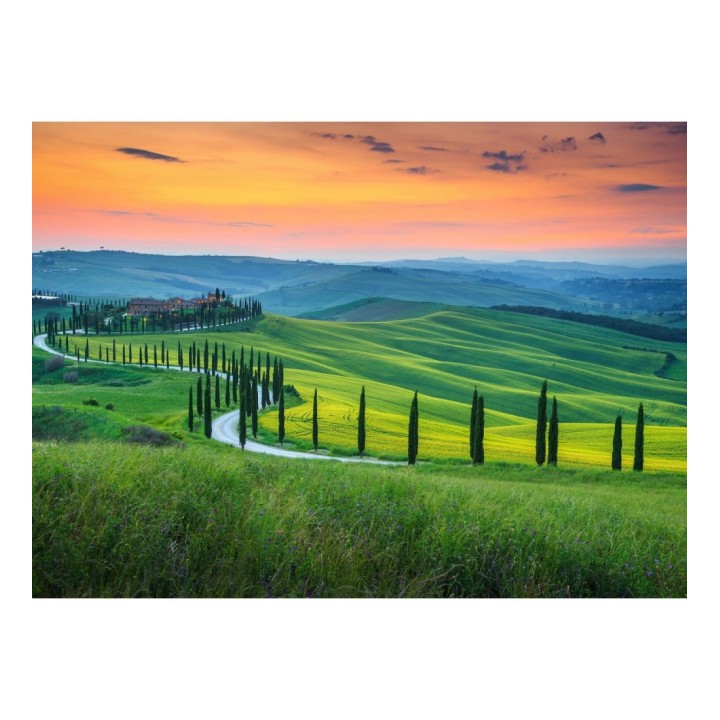 Papel pintado mural prados verdes y villas bajo cielo naranja - Odessa Trail 684730