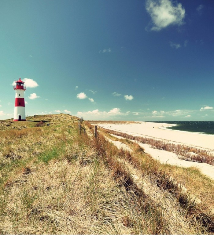Papel pintado mural costa relajante con faro y mar tranquilo - Olaris Island 684732