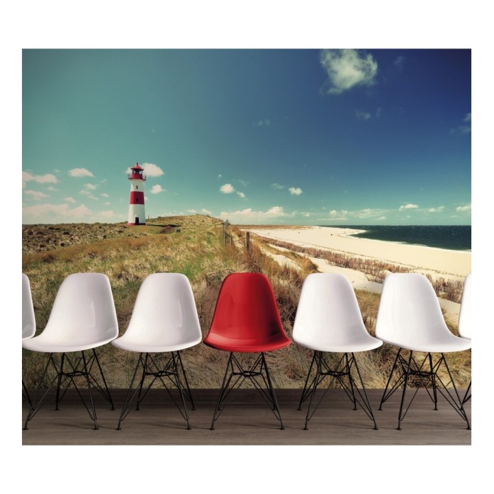 Papel pintado mural costa relajante con faro y mar tranquilo - Olaris Island 684732