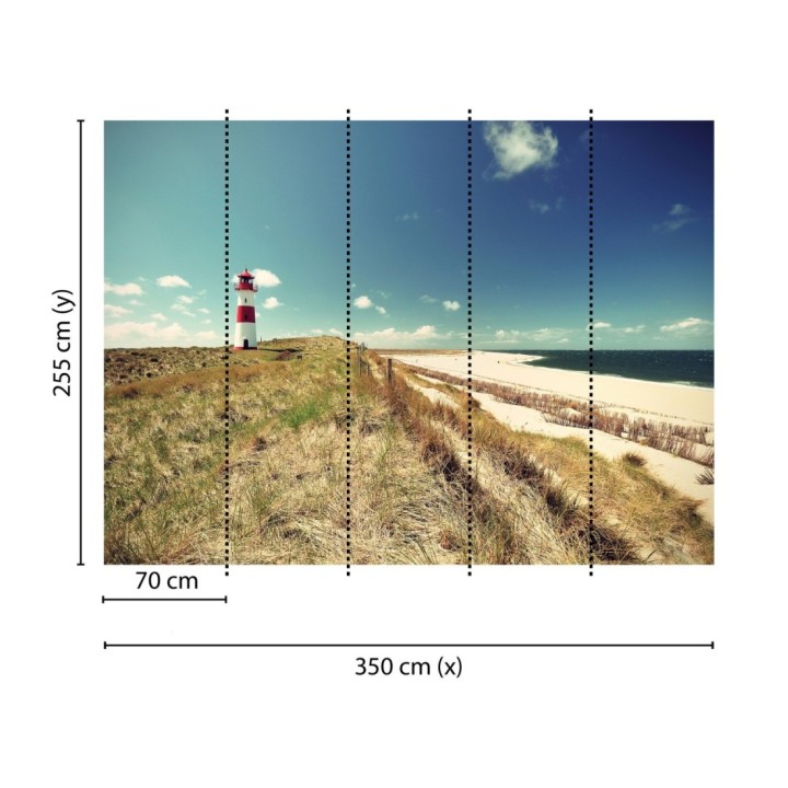 Papel pintado mural costa relajante con faro y mar tranquilo - Olaris Island 684732