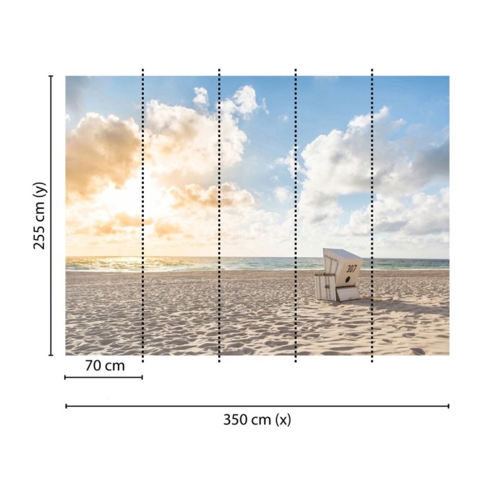 Papel pintado mural paisaje costero con caseta de playa clásica - Olaris Island 684733