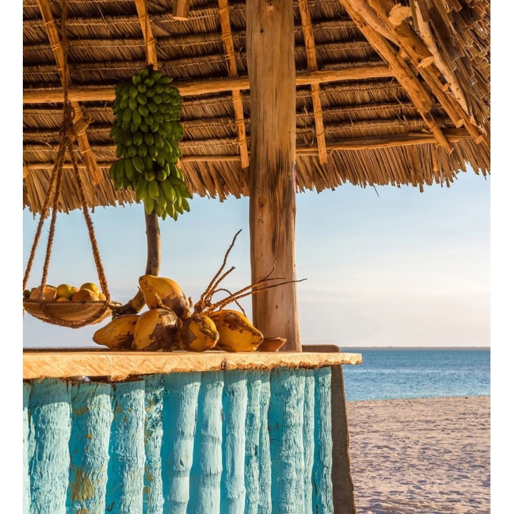 Papel pintado mural chiringuito rústico con cocos frente al mar - Olaris Island 684734