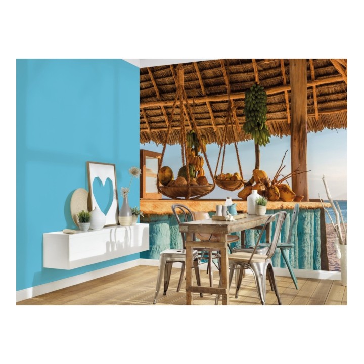 Papel pintado mural chiringuito rústico con cocos frente al mar - Olaris Island 684734
