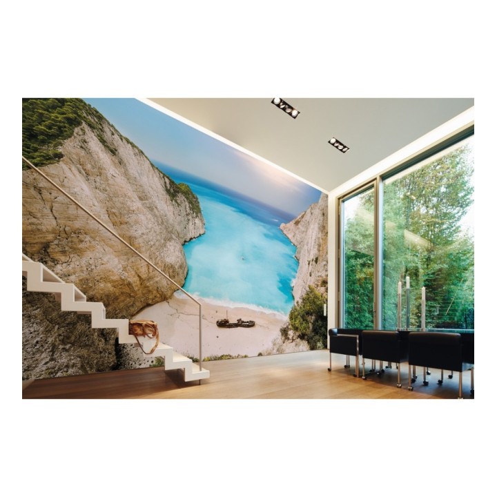 Papel pintado mural vista aérea de playa virgen y mar azul puro - Olaris Island 684735