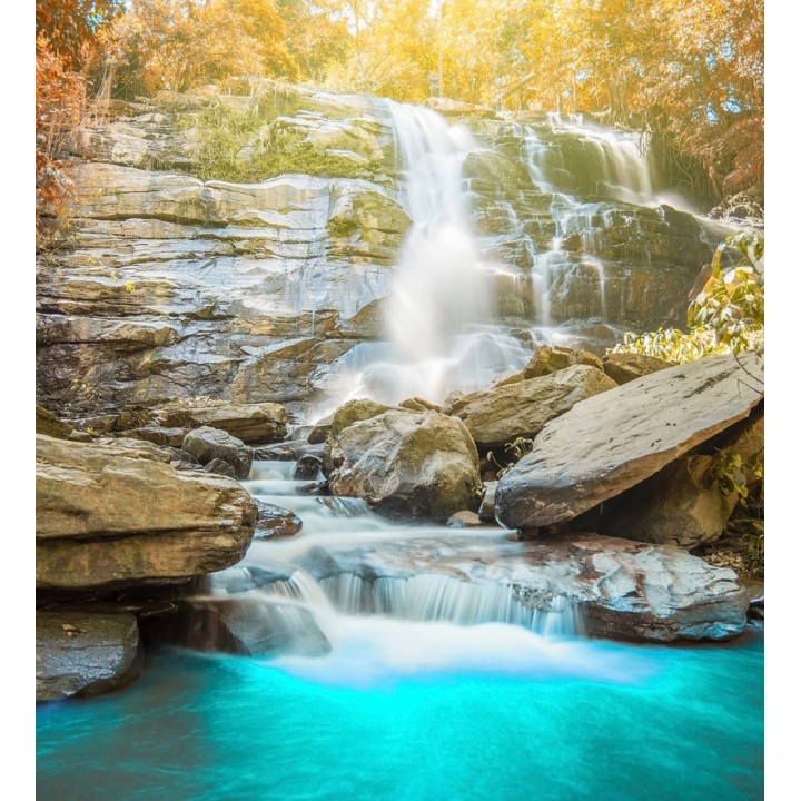 Papel pintado mural naturaleza viva con cascada y reflejos de sol - Nature Haven 684736