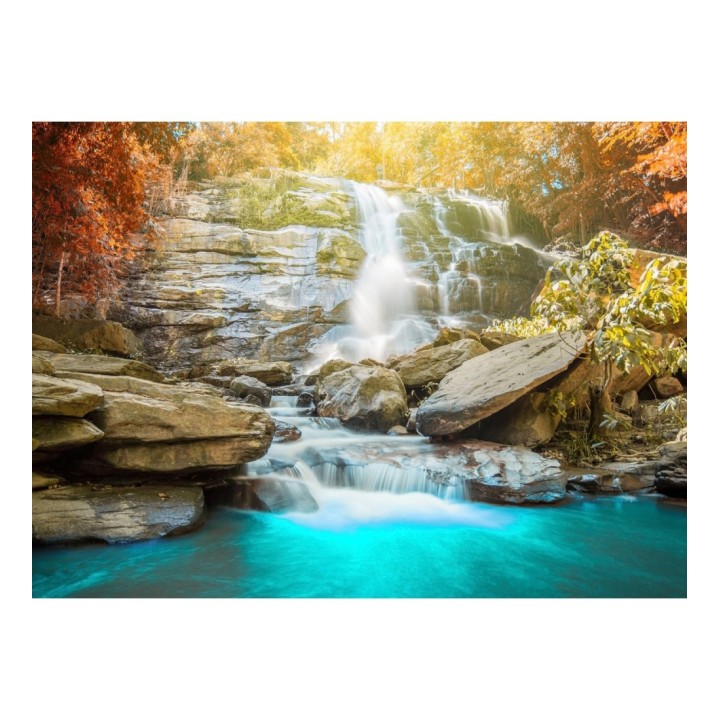 Papel pintado mural naturaleza viva con cascada y reflejos de sol - Nature Haven 684736