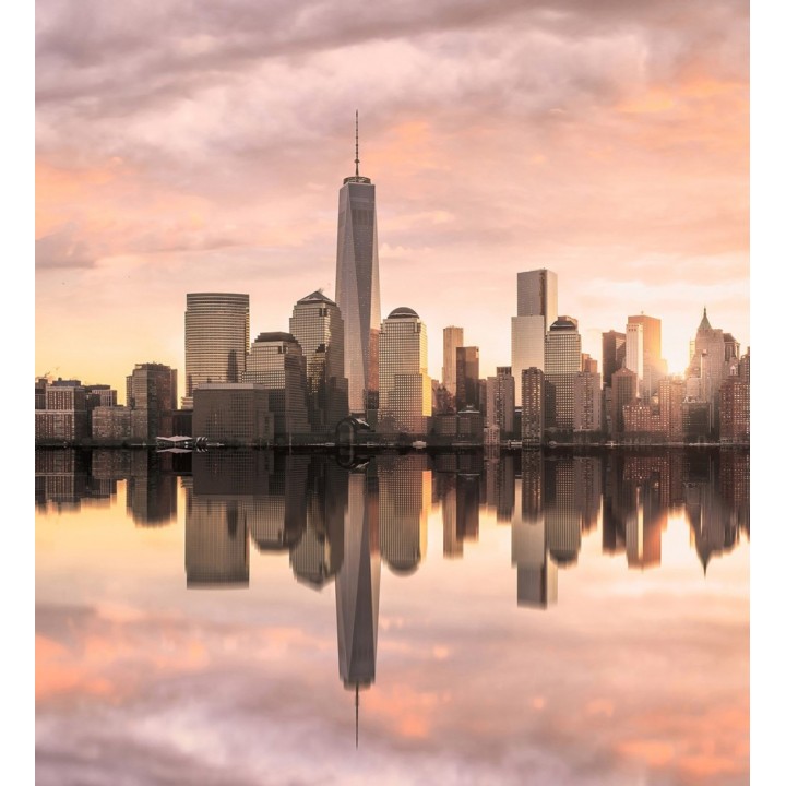 Papel pintado mural skyline de Manhattan al atardecer con reflejo en el agua - Triven Timeless 684740