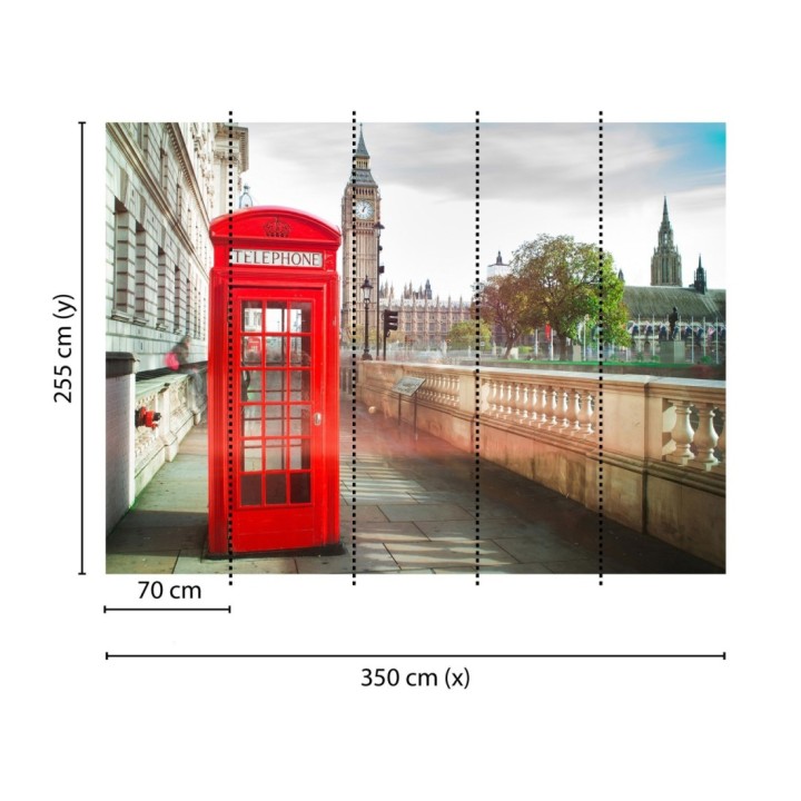 Papel pintado mural Londres cabina roja y Big Ben icónico - Triven Timeless 684743