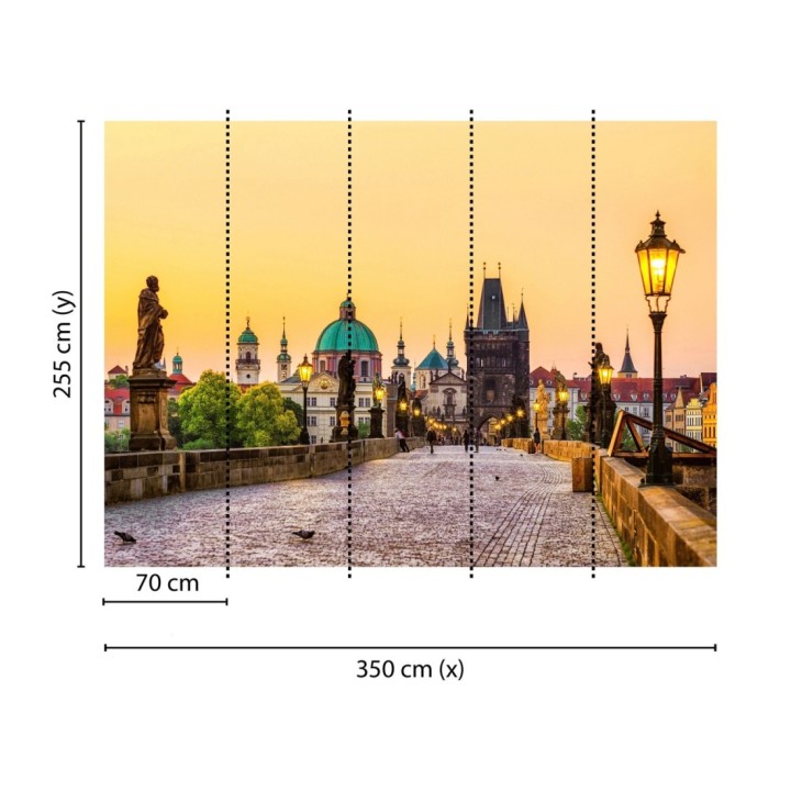Papel pintado mural centro histórico de Praga con luz de ocaso - Triven Timeless 684744