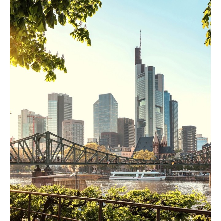 Papel pintado mural esencia de Frankfurt con puente peatonal y skyline  - Triven Timeless 684745
