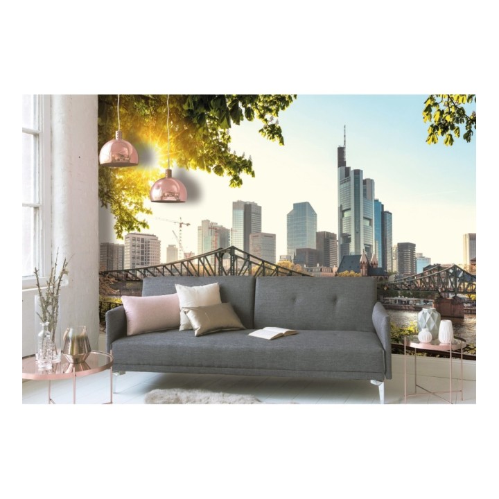 Papel pintado mural esencia de Frankfurt con puente peatonal y skyline  - Triven Timeless 684745