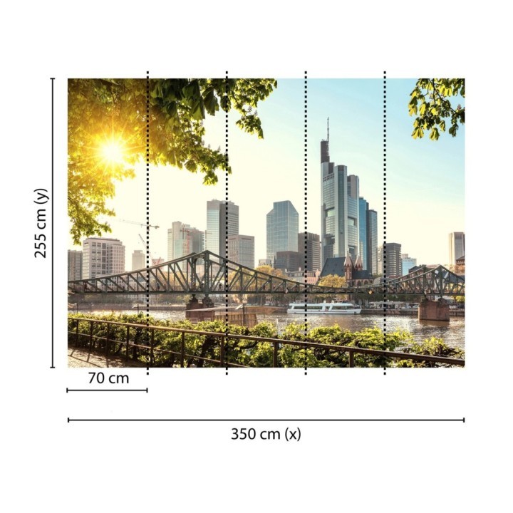 Papel pintado mural esencia de Frankfurt con puente peatonal y skyline  - Triven Timeless 684745