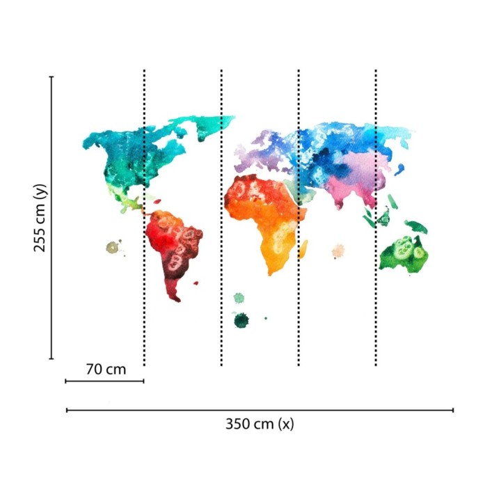 Papel pintado mural mapamundi artístico con efecto acuarela multicolor - Zovari Mundi 684748