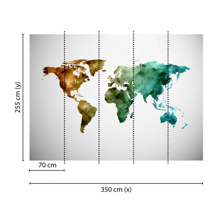 Papel pintado mural mapamundi artístico con efecto acuarela en tonos verdes - Zovari Mundi 684750