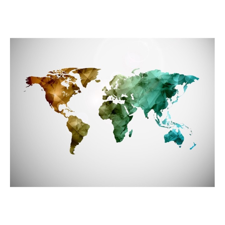 Papel pintado mural mapamundi artístico con efecto acuarela en tonos verdes - Zovari Mundi 684750