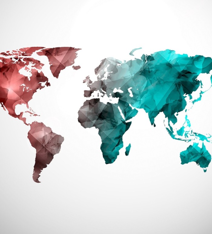 Papel pintado mural mapamundi artístico con efecto acuarela multicolor  - Zovari Mundi 684751