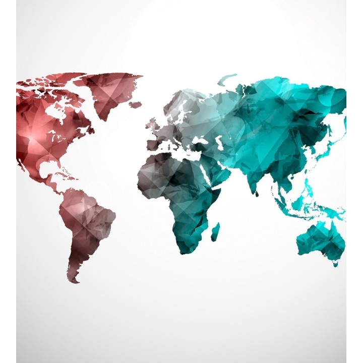 Papel pintado mural mapamundi artístico con efecto acuarela multicolor  - Zovari Mundi 684751