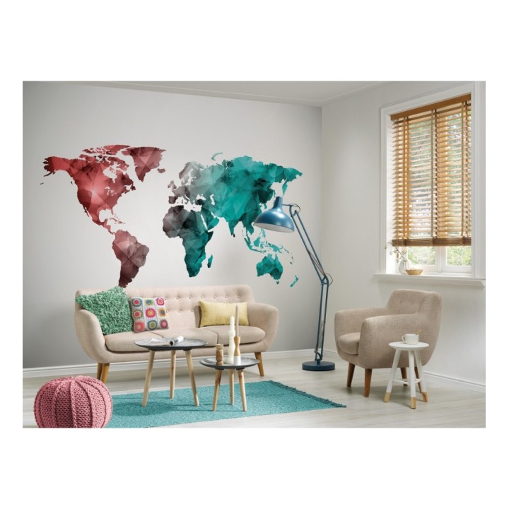 Papel pintado mural mapamundi artístico con efecto acuarela multicolor  - Zovari Mundi 684751
