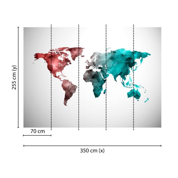 Papel pintado mural mapamundi artístico con efecto acuarela multicolor  - Zovari Mundi 684751