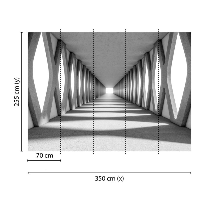 Papel pintado mural pasillo infinito con estructura geométrica de hormigón - Olaven Perspective 684755