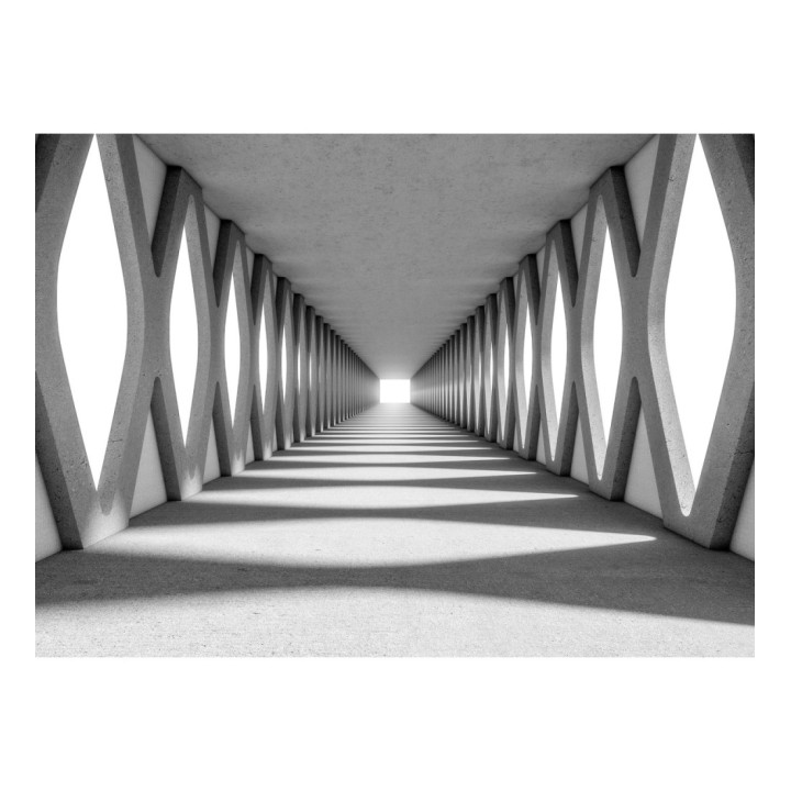 Papel pintado mural pasillo infinito con estructura geométrica de hormigón - Olaven Perspective 684755