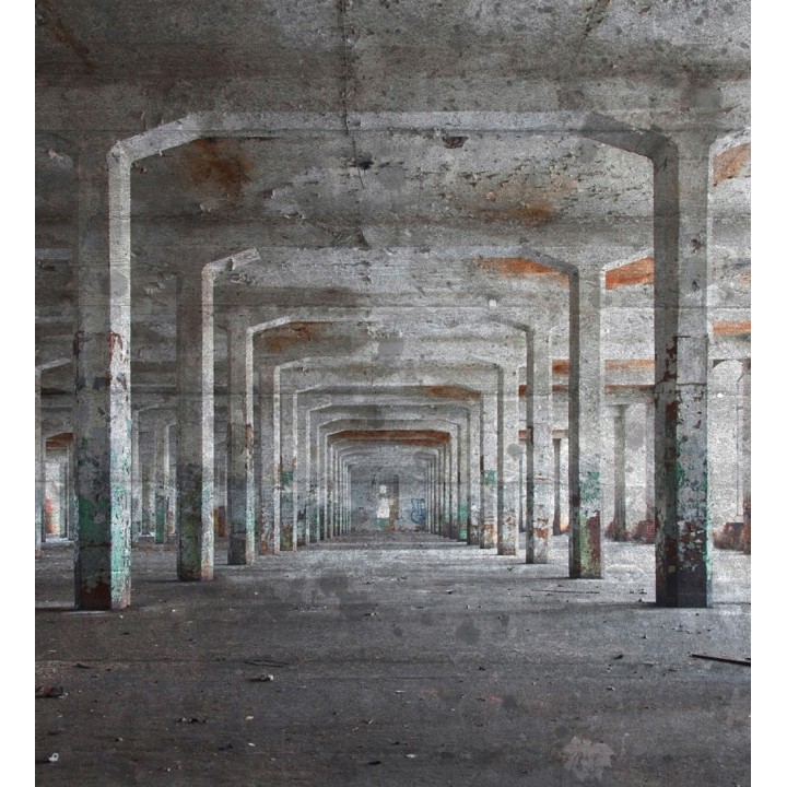 Papel pintado mural almacén industrial abandonado con columnas de hormigón - Olaven Perspective 684756