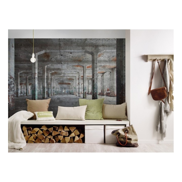 Papel pintado mural almacén industrial abandonado con columnas de hormigón - Olaven Perspective 684756