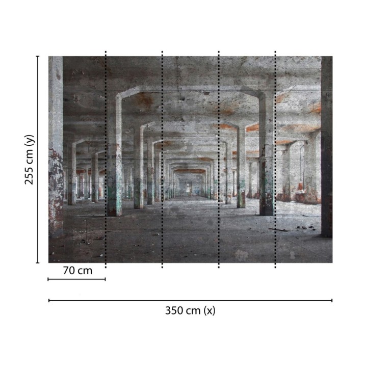 Papel pintado mural almacén industrial abandonado con columnas de hormigón - Olaven Perspective 684756