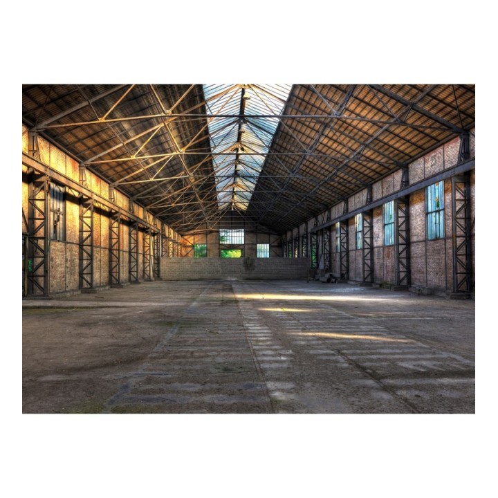 Papel pintado mural hangar industrial antiguo con vigas de metal - Olaven Perspective 684757