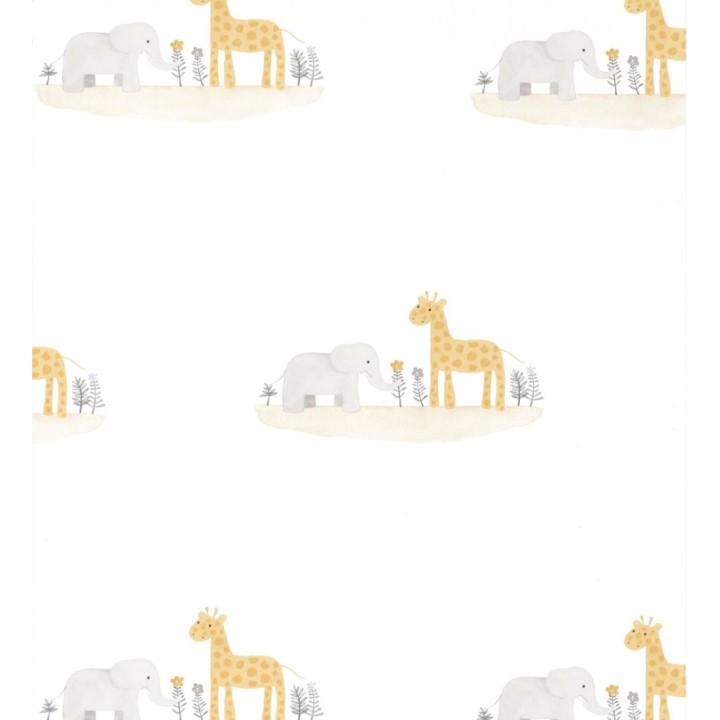 Papel pintado infantil elefantes y jirafas  - Little Loves 126611