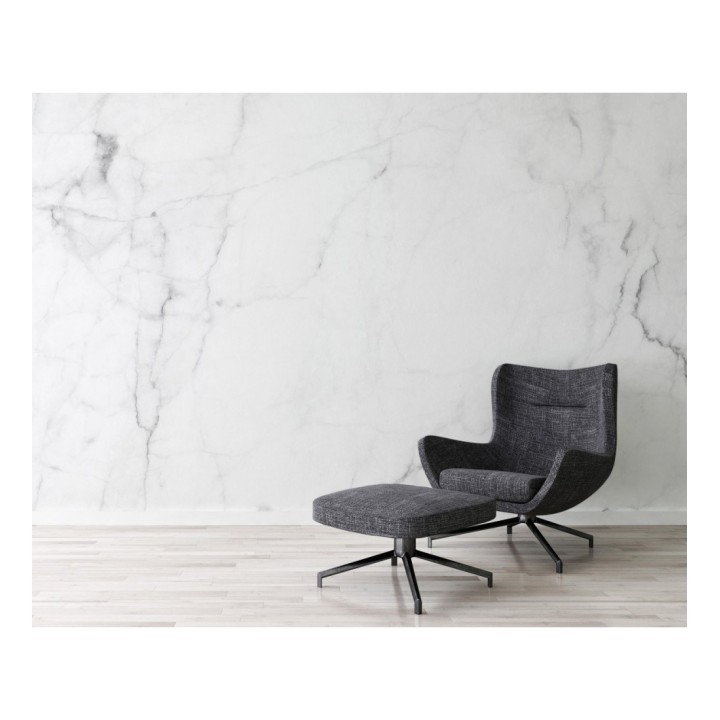 Papel pintado mural de mármol blanco con vetas grises delicadas - Kaelis Matter 684761