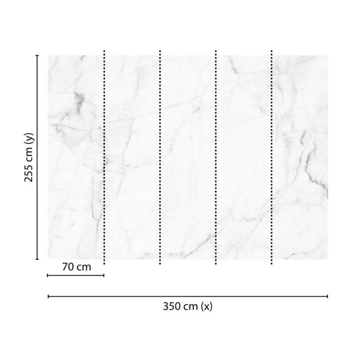Papel pintado mural de mármol blanco con vetas grises delicadas - Kaelis Matter 684761