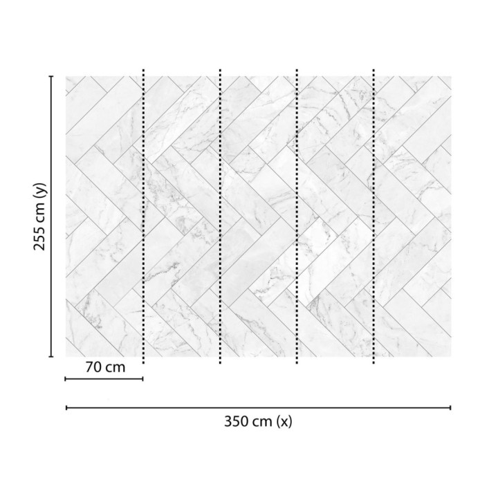 Papel pintado mural de mármol blanco con diseño en espiga - Kaelis Matter 684762